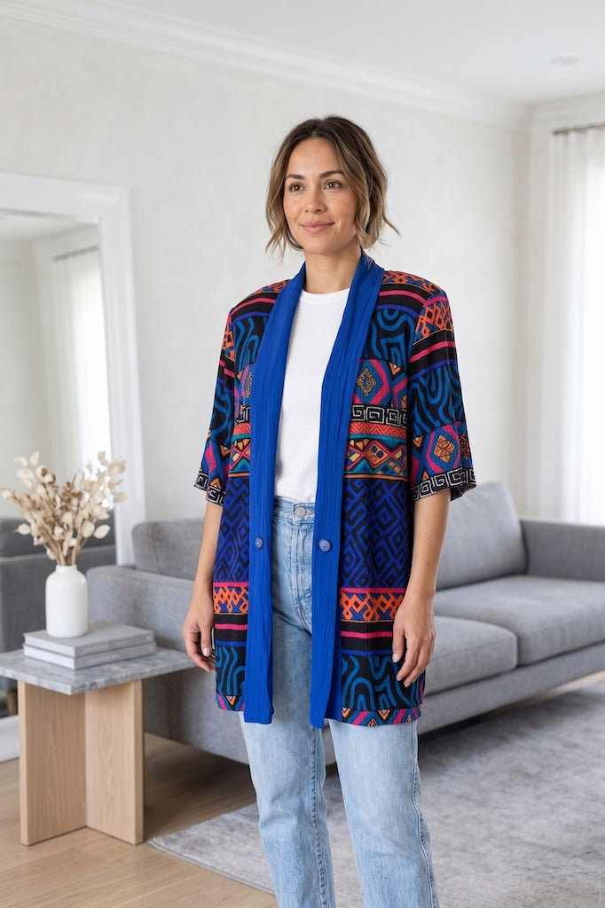 Vintage 80s Abstract Summer Cardigan-ThisBlueBird