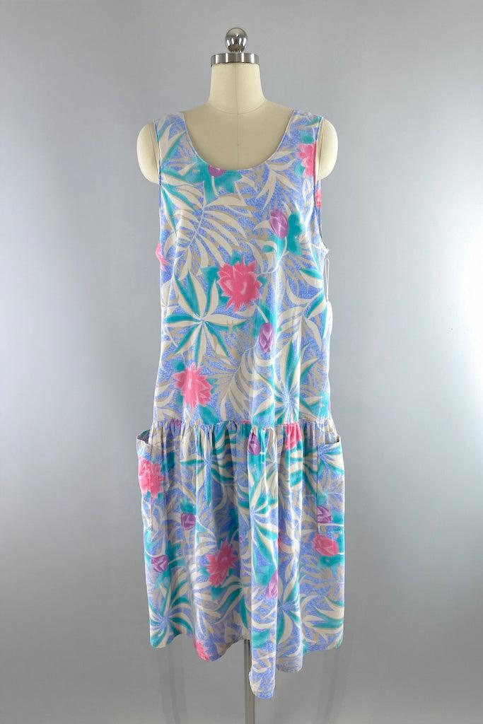 Vintage 80s Floral Dress-ThisBlueBird