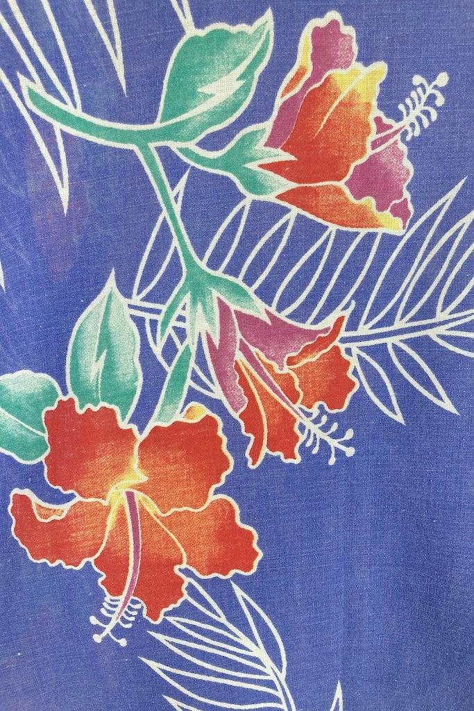 Vintage 80s Hawaiian Floral Dress-ThisBlueBird
