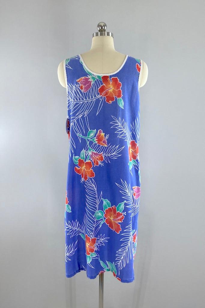 Vintage 80s Hawaiian Floral Dress-ThisBlueBird
