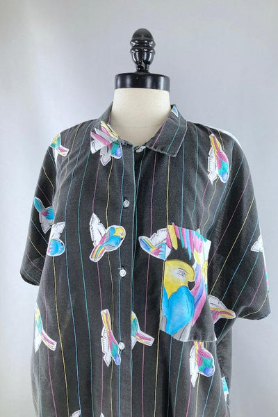 Vintage 80s Parrots Shirt-ThisBlueBird