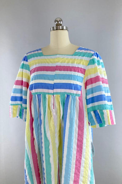 Vintage 80s Pastel Rainbow Caftan-ThisBlueBird