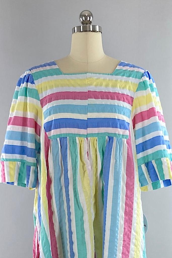 Vintage 80s Pastel Rainbow Caftan-ThisBlueBird