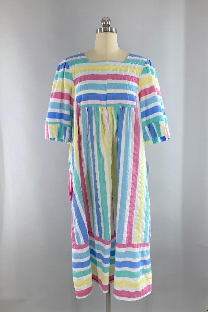 Vintage 80s Pastel Rainbow Caftan-ThisBlueBird