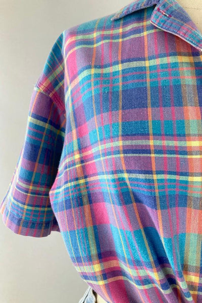 Vintage 80s Plaid Crop Top-ThisBlueBird