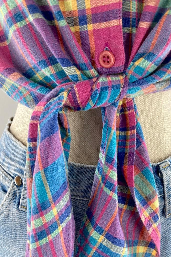 Vintage 80s Plaid Crop Top-ThisBlueBird