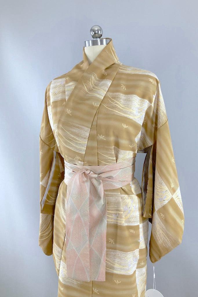 Vintage 80s Tan Kimono-ThisBlueBird