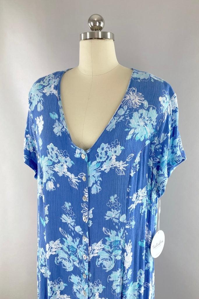Vintage 90s Blue Floral Dress-ThisBlueBird