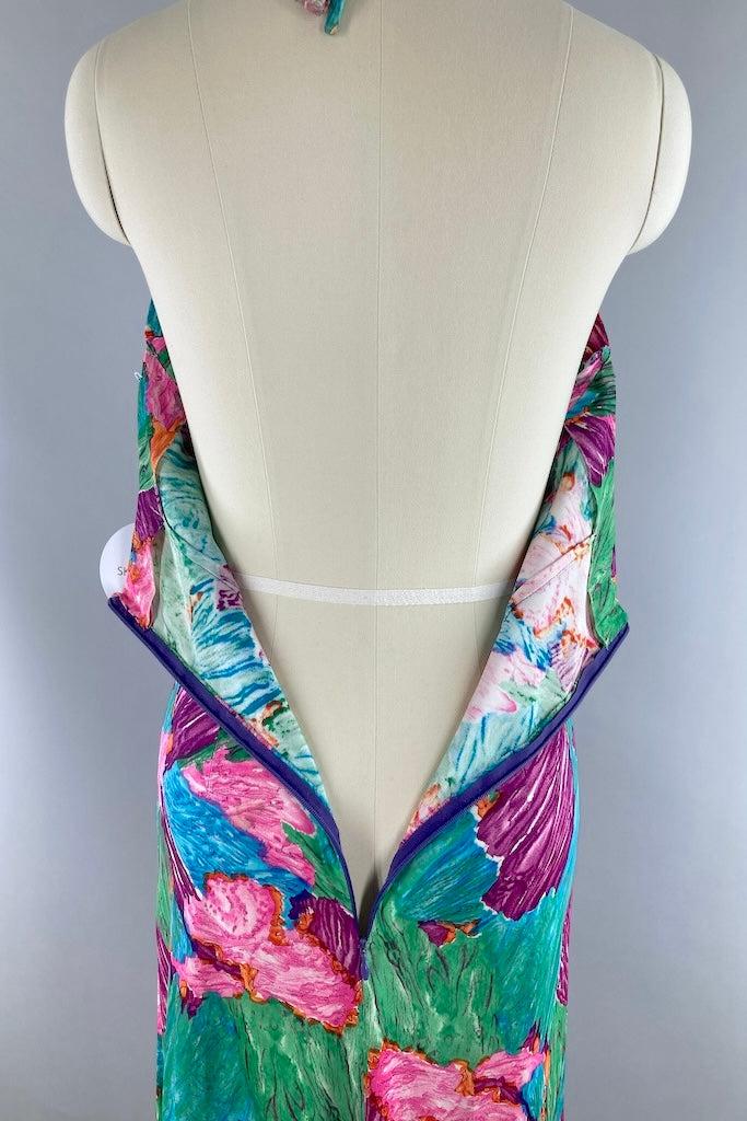 Vintage Abstract Print Halter Dress-ThisBlueBird