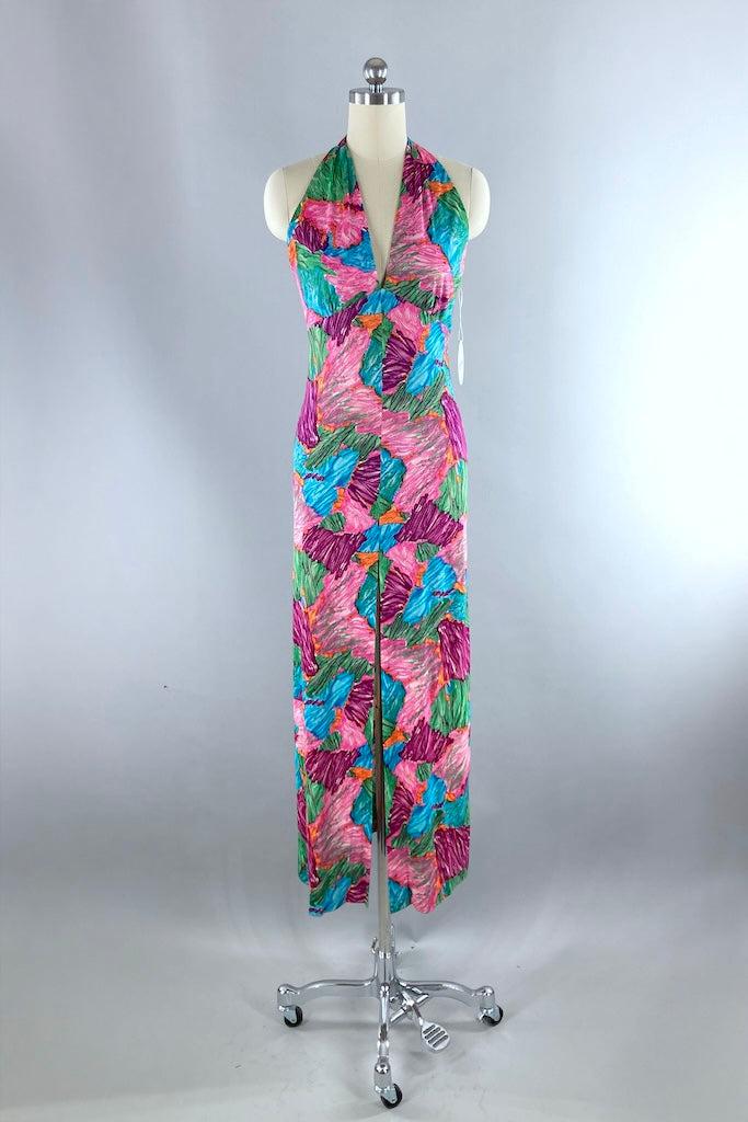 Vintage Abstract Print Halter Dress Vintage Abstract Print Halter Dress