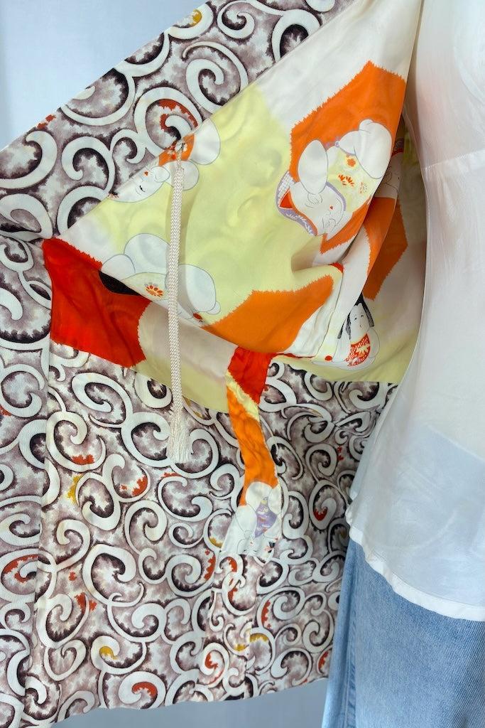 Vintage Abstract Silk Kimono Cardigan-ThisBlueBird
