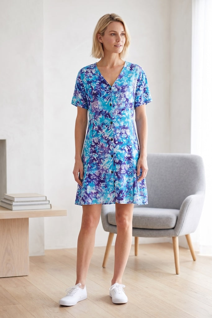 Vintage Aqua Bali Batik Dress-ThisBlueBird