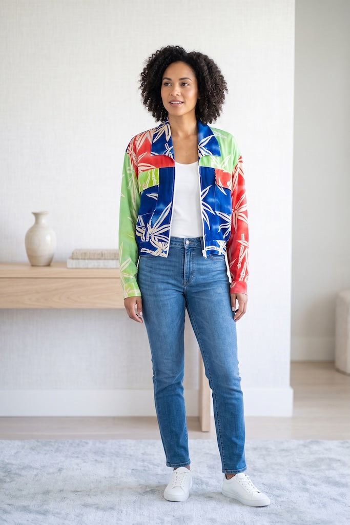 Vintage Beaded Batik Floral Jacket-ThisBlueBird