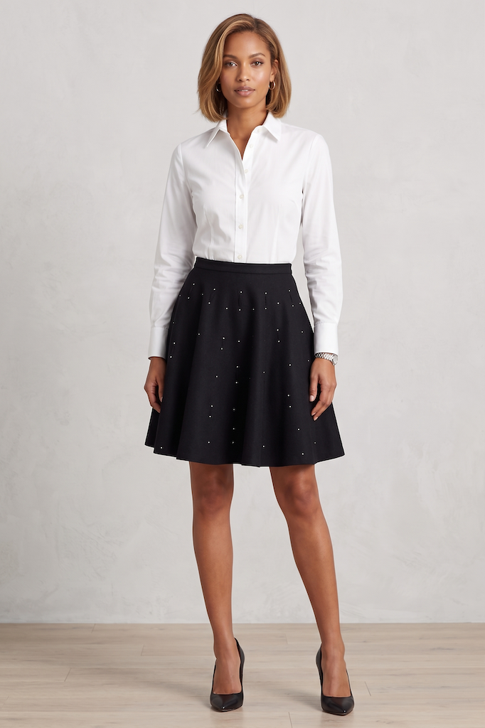 Vintage Black Felt Circle Skirt with Rhinestones-ThisBlueBird
