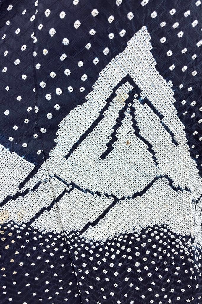 Vintage Black Shibori Mountains Silk Kimono-ThisBlueBird