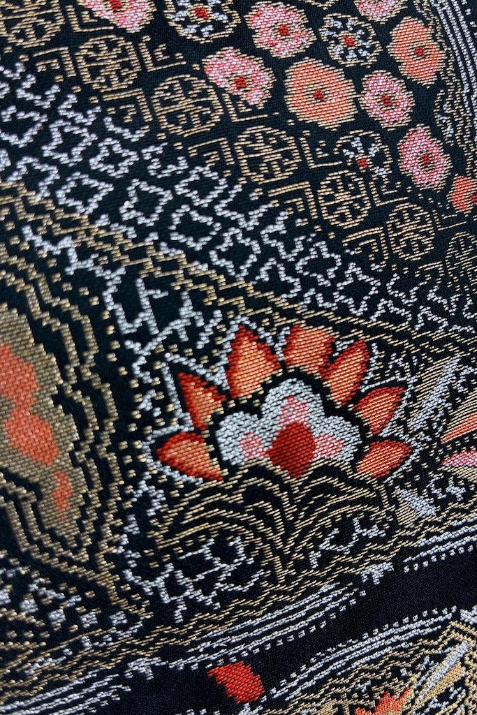 Vintage Black Silk Metallic Kimono-ThisBlueBird