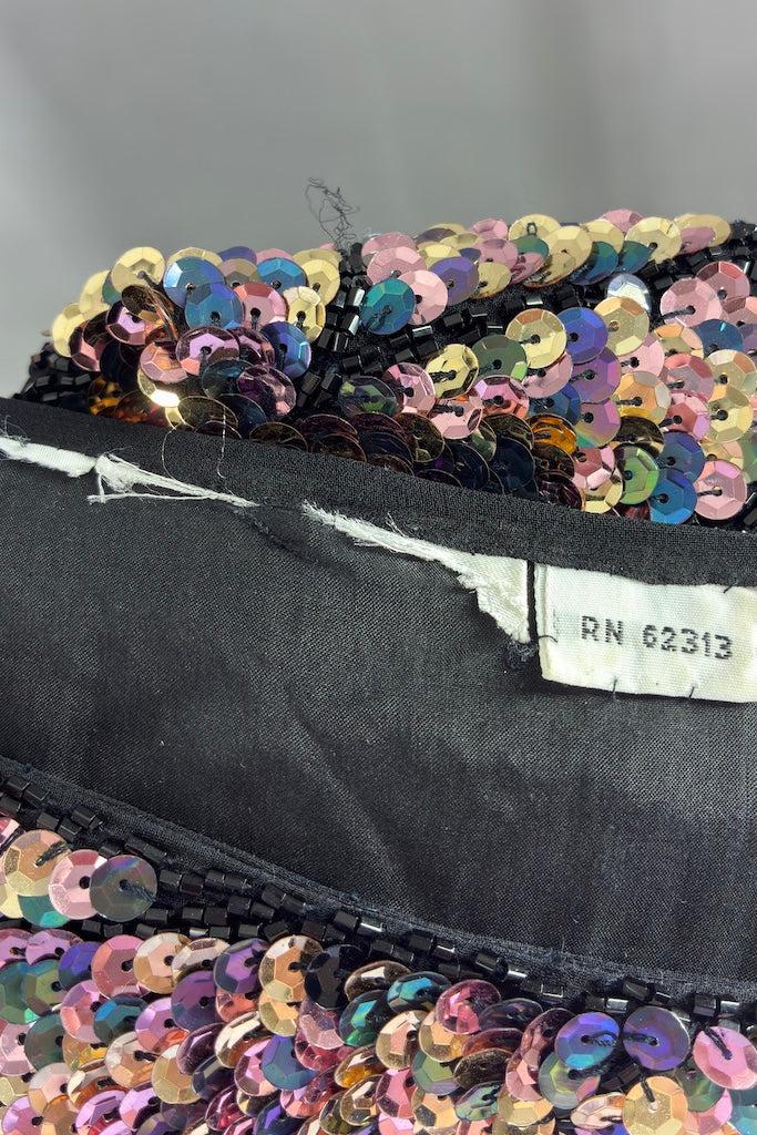 Vintage Black Silk Sequined Top-ThisBlueBird