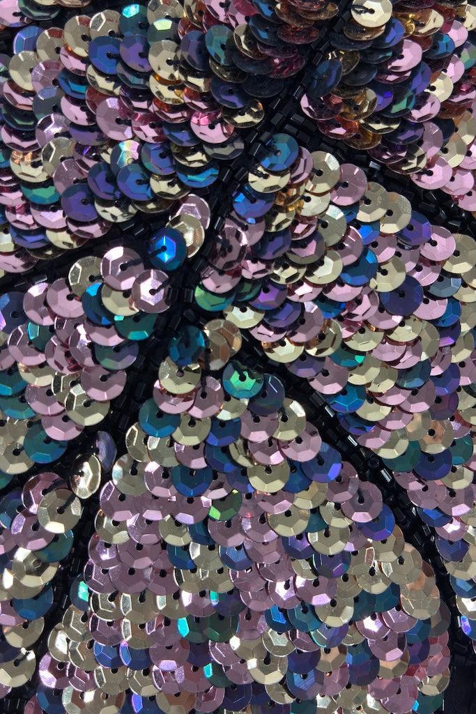 Vintage Black Silk Sequined Top-ThisBlueBird
