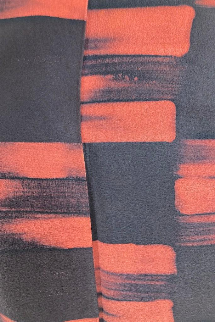 Vintage Black &amp; Terra Cotta Silk Kimono-ThisBlueBird
