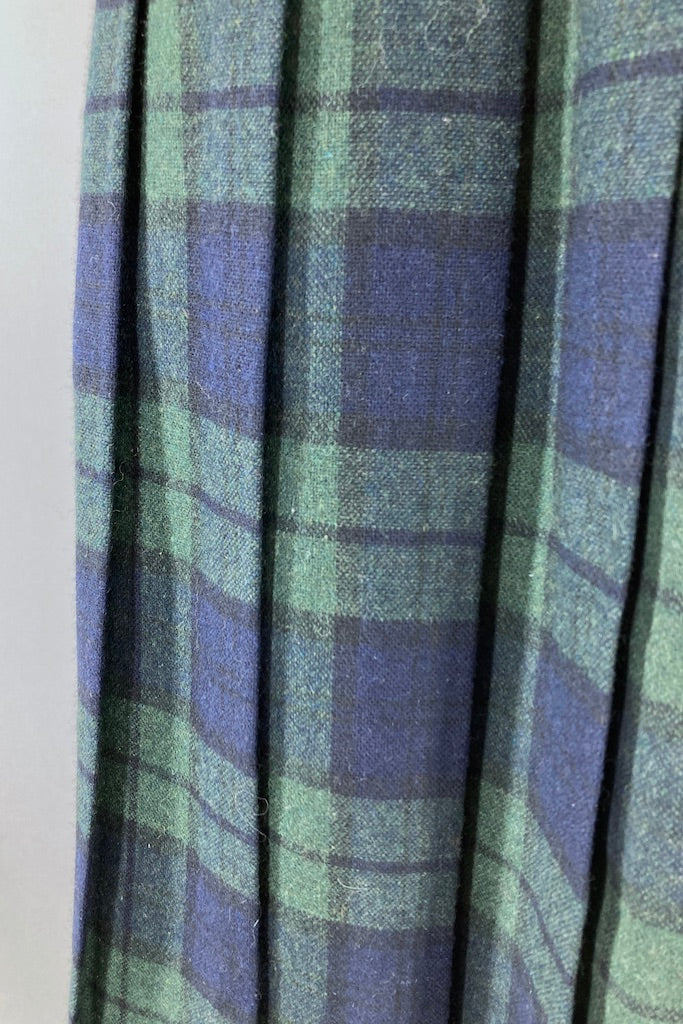 Vintage Black Watch Tartan Wool Kilt Skirt-ThisBlueBird