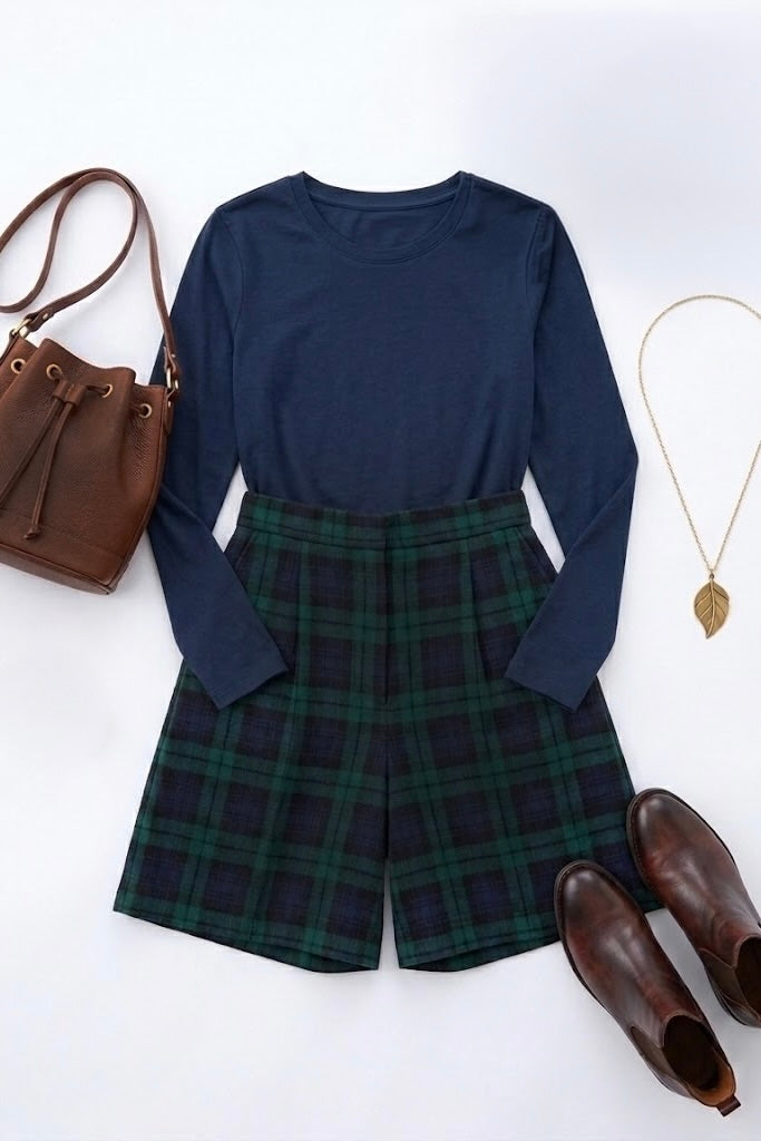 Vintage Black Watch Tartan Wool Shorts-ThisBlueBird