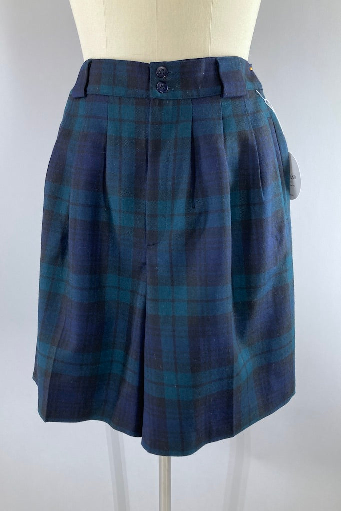 Vintage Black Watch Tartan Wool Shorts-ThisBlueBird