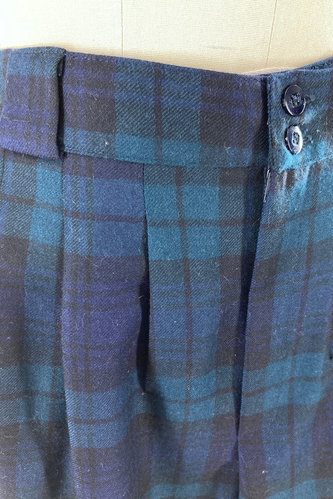 Vintage Black Watch Tartan Wool Shorts-ThisBlueBird