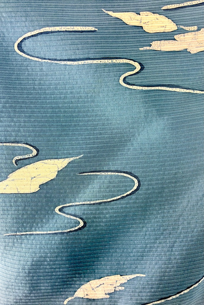 Vintage Blue Batik Silk Kimono Robe-ThisBlueBird