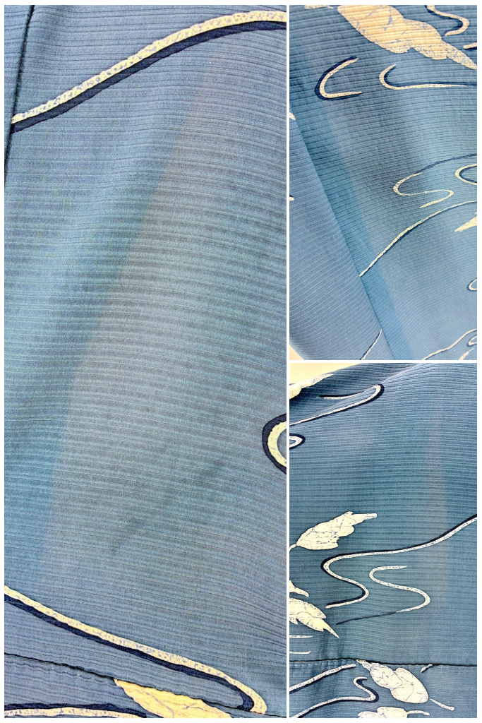 Vintage Blue Batik Silk Kimono Robe-ThisBlueBird