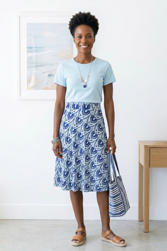 Vintage Blue Batik Wrap Skirt-ThisBlueBird