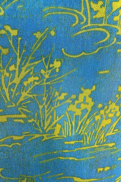 Vintage Blue & Chartreuse Silk Kimono-ThisBlueBird