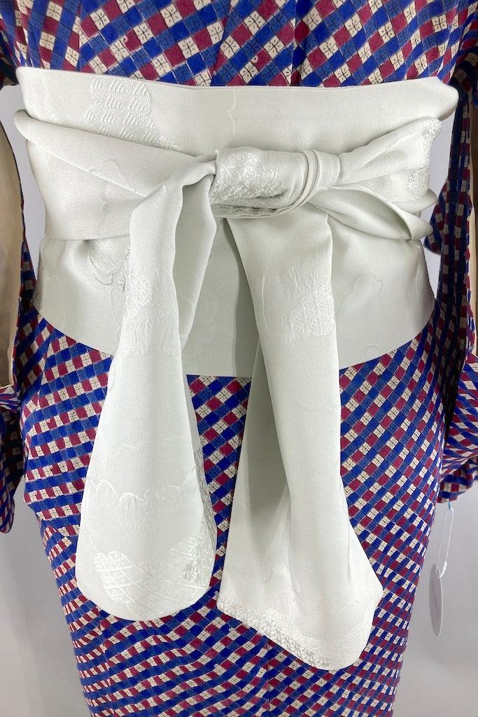 Vintage Blue Checkerboard Kimono-ThisBlueBird