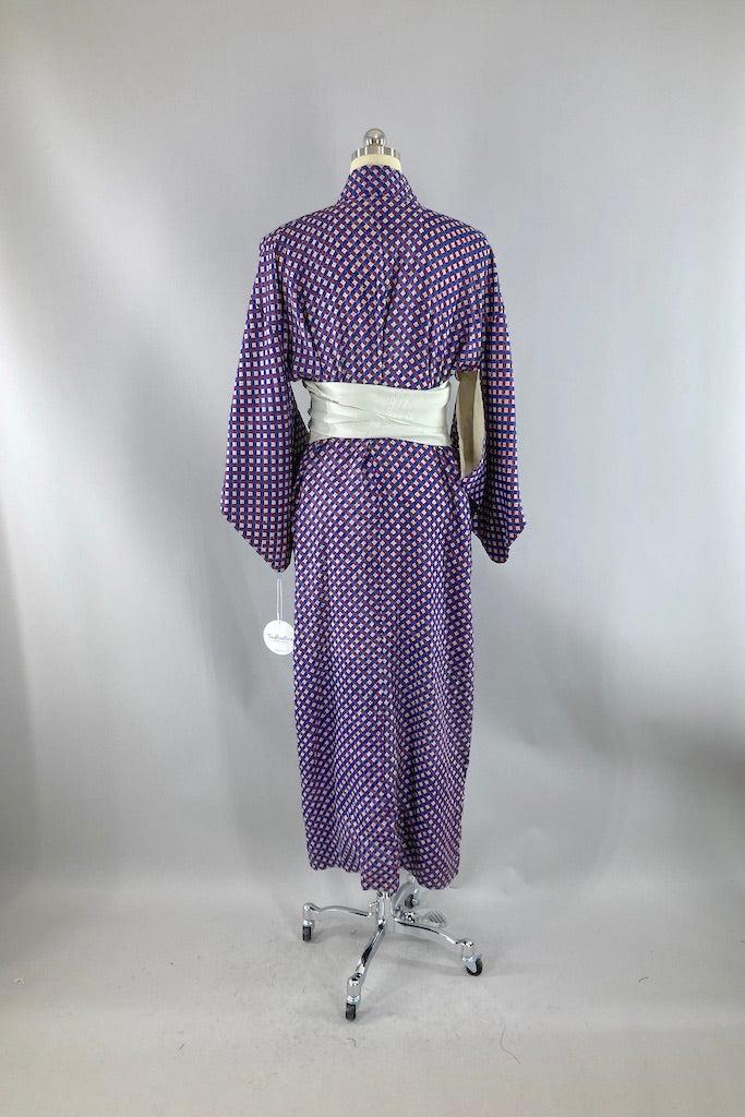 Vintage Blue Checkerboard Kimono-ThisBlueBird