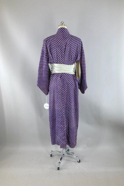 Vintage Blue Checkerboard Kimono-ThisBlueBird