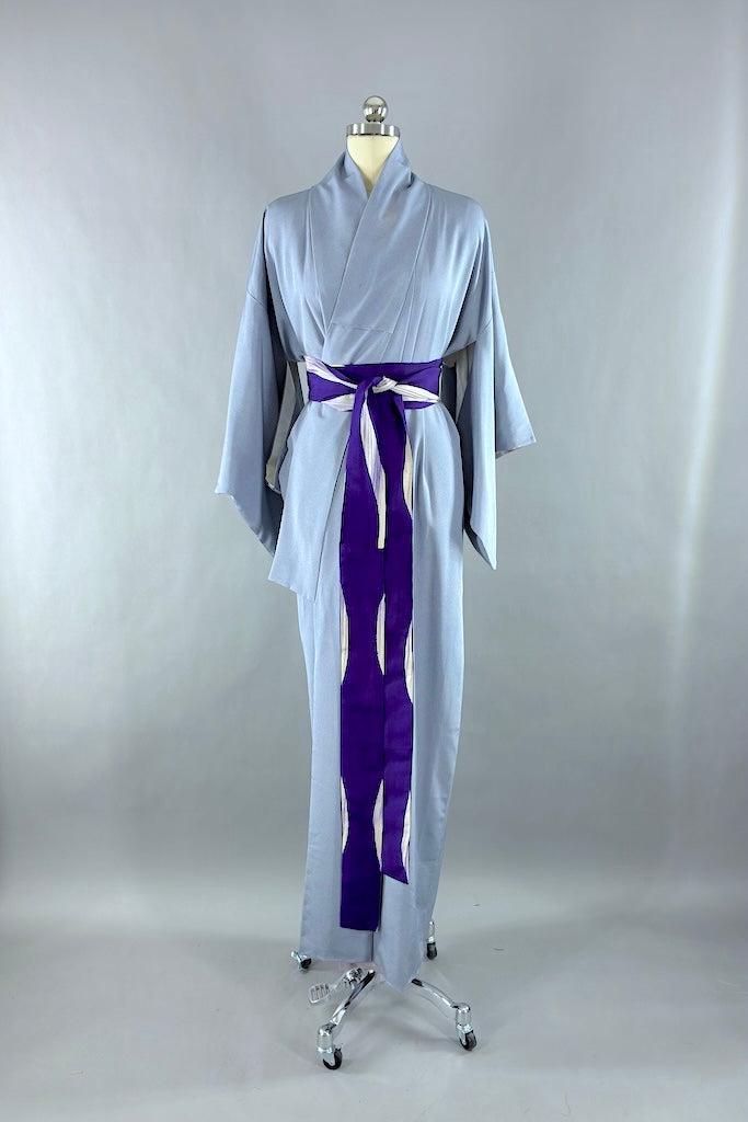 Vintage Blue Dots Silk Kimono-ThisBlueBird