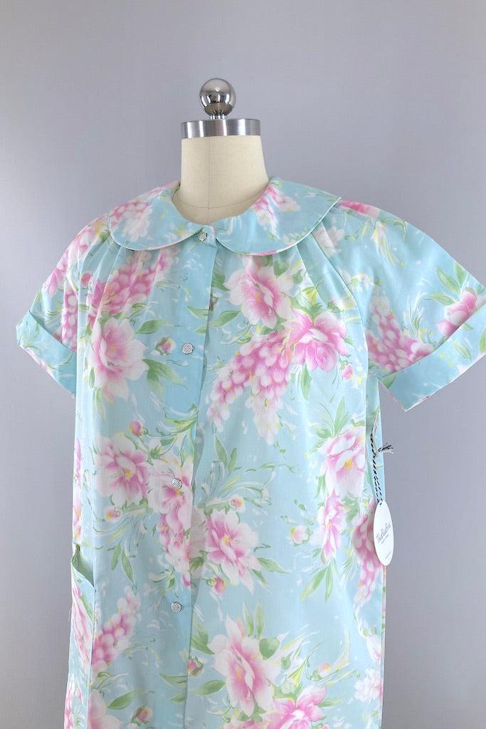 Vintage Blue Floral House Dress-ThisBlueBird