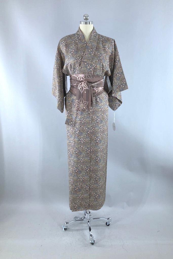 Vintage Blue &amp; Gold Kimono Robe-ThisBlueBird