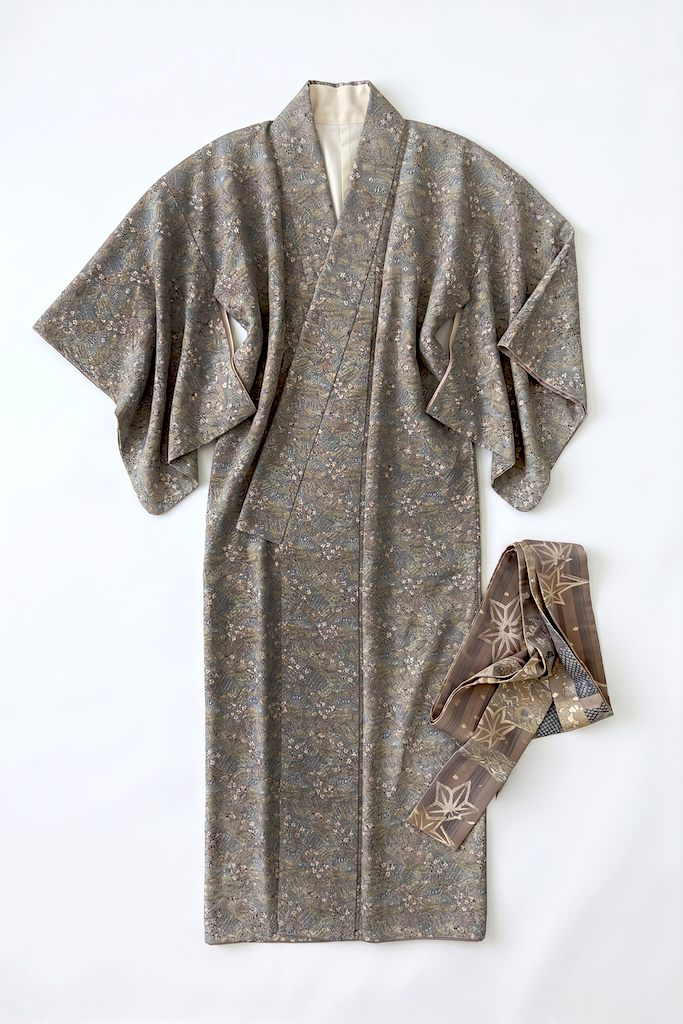 Vintage Blue & Gold Kimono Robe-ThisBlueBird