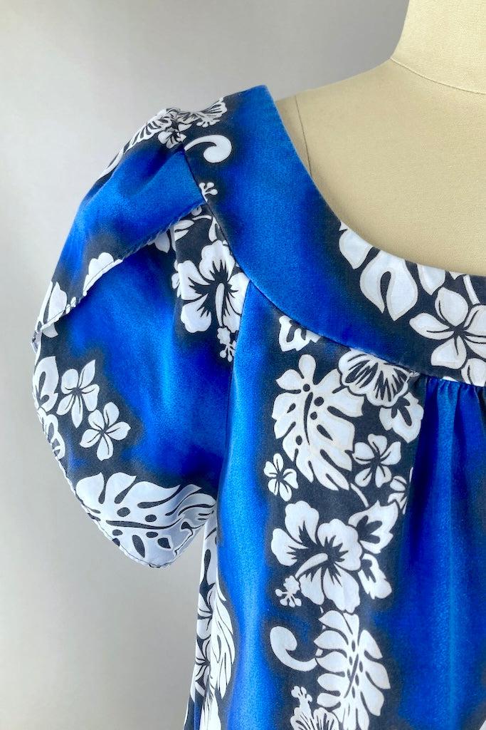 Vintage Blue Hawaiian Caftan Dress-ThisBlueBird