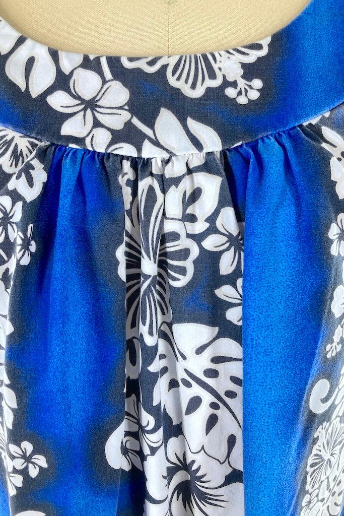 Vintage Blue Hawaiian Caftan Dress-ThisBlueBird