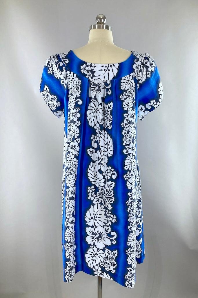 Vintage Blue Hawaiian Caftan Dress-ThisBlueBird
