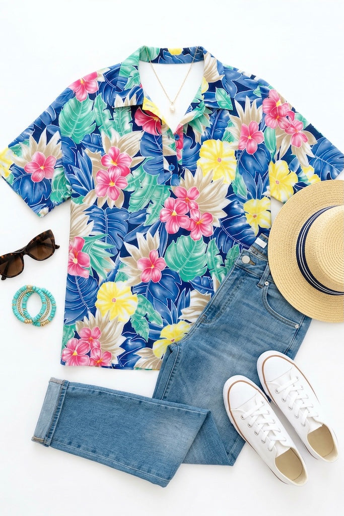 Vintage Blue Hawaiian Polo-ThisBlueBird
