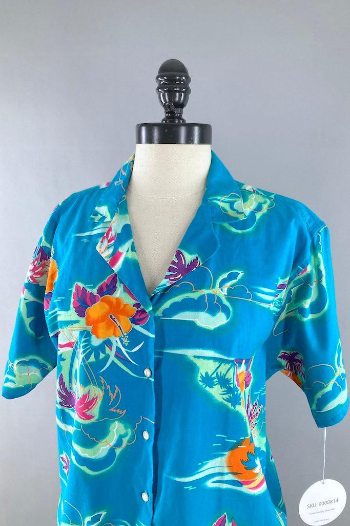 Vintage Blue Hawaiian Shirt-ThisBlueBird