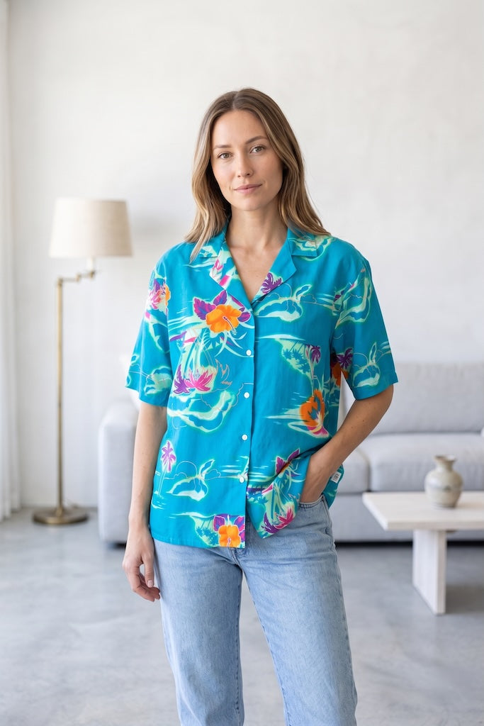 Vintage Blue Hawaiian Shirt-ThisBlueBird