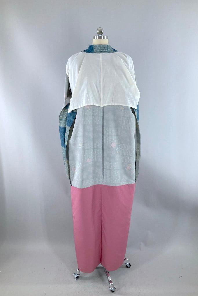 Vintage Blue &amp; Lavender Floral Kimono-ThisBlueBird
