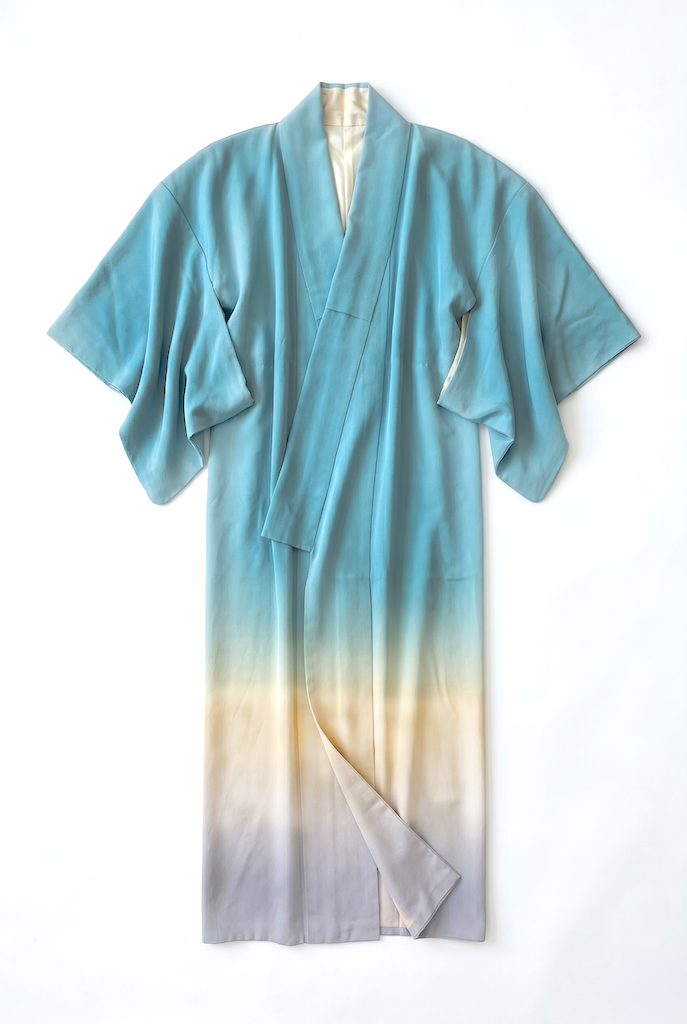Vintage Blue Ombre Silk Kimono Robe-ThisBlueBird