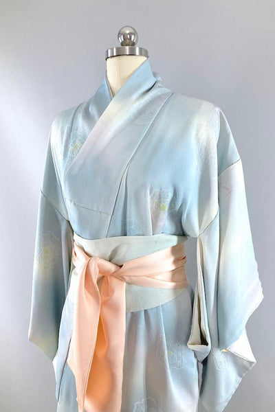 Vintage Blue Ombre Silk Kimono-ThisBlueBird