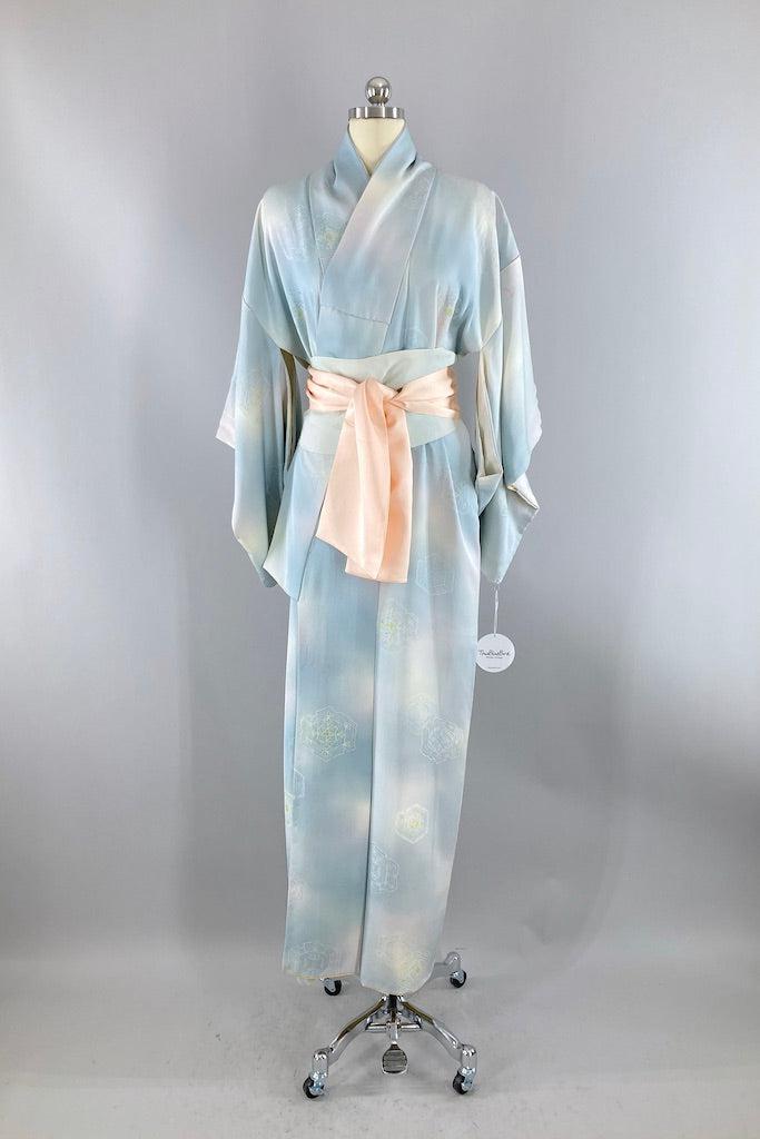 Vintage Blue Ombre Silk Kimono-ThisBlueBird