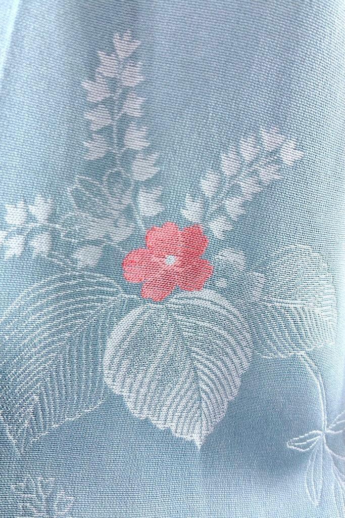 Vintage Blue &amp; Pink Floral Silk Kimono-ThisBlueBird