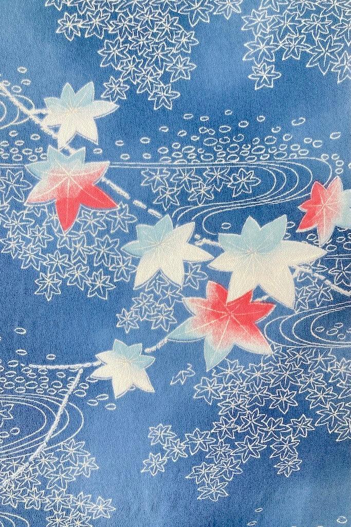 Vintage Blue &amp; Pink Maple Silk Kimono-ThisBlueBird